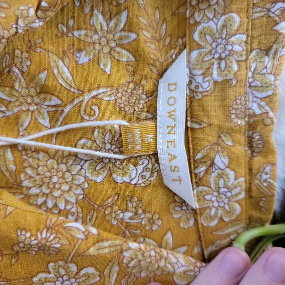 NWT Downeast Mustard Yellow Floral Cotton Midi Dress Size M - Picture 6 of 10